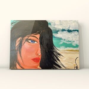 Modern Portrait Canvas Art with Black and Red Accents